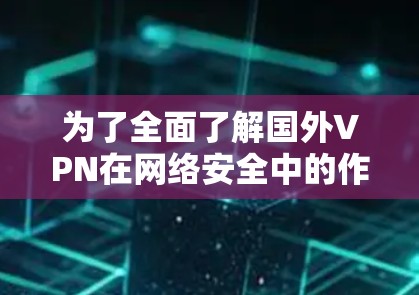 为了全面了解国外VPN在网络安全中的作用及其使用方法，以下是一个有条理的总结和解释