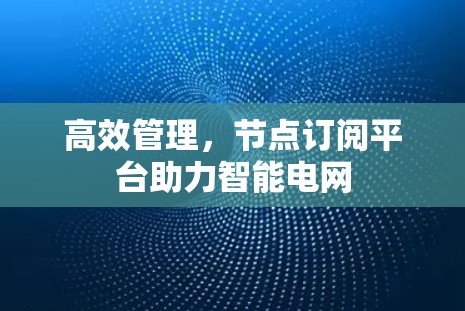 高效管理,节点订阅平台助力智能电网